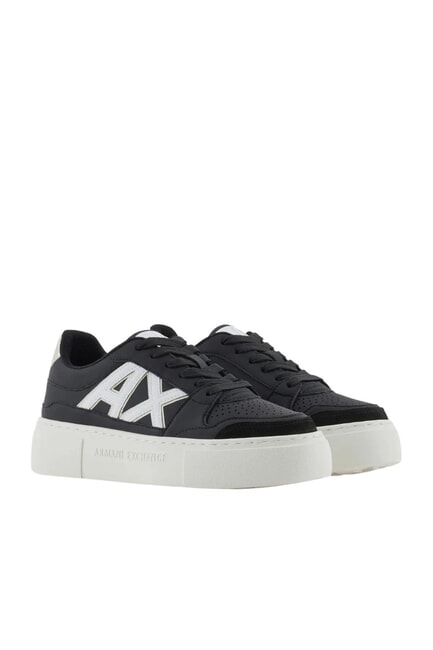 ARMANI EXCHANGE AX LOGO Adidași cu platformă negru+aur pal - Pantofi femei