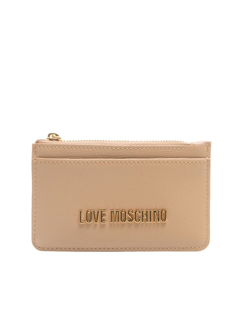 LOVE MOSCHINO METALLIC LOGO Suport plat pentru carduri cu portmonee nisip - Portofele femei
