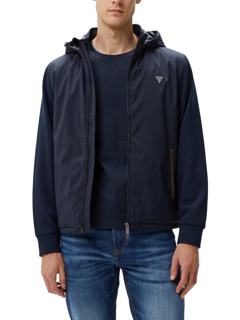 GUESS KNITTED Jacheta cu gluga smartblue - Geci de bărbați