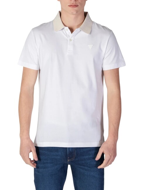 GUESS NOLAN SS Tricou polo stretch cu mâneci scurte alb purpuriu - maiou Polo