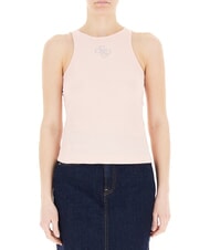 GUESS NEW SL ROUND GUENDALINA Top cu logo cu strasuri 4G perla roz - tricou - 1
