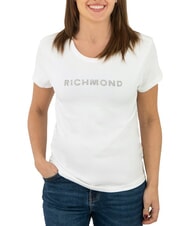 JOHN RICHMOND MECHI Tricou cu logo cu strasuri stretch aproape alb - tricou - 1