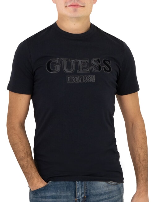 GUESS SS CN SPRAYED FLOCK LOGO  Tricou din bumbac smartblue - tricou