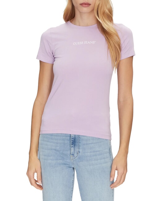 GUESS JEANS SLIM LOGO Tricou stretch slim fit floare de liliac - tricou