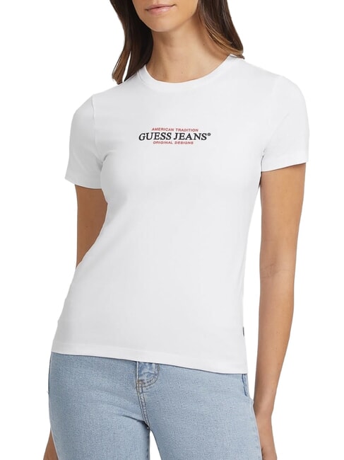 GUESS JEANS SS CN SLIM Tricou cu maneca scurta alb purpuriu - tricou