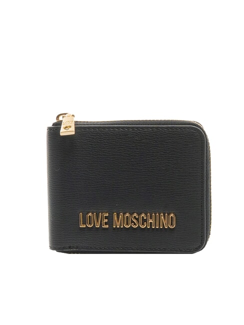 LOVE MOSCHINO METALLIC LOGO Portofel mic cu fermoar negru - Portofele femei