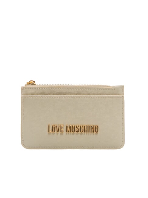 LOVE MOSCHINO METALLIC LOGO Suport plat pentru carduri cu portmonee fildeş - Portofele femei
