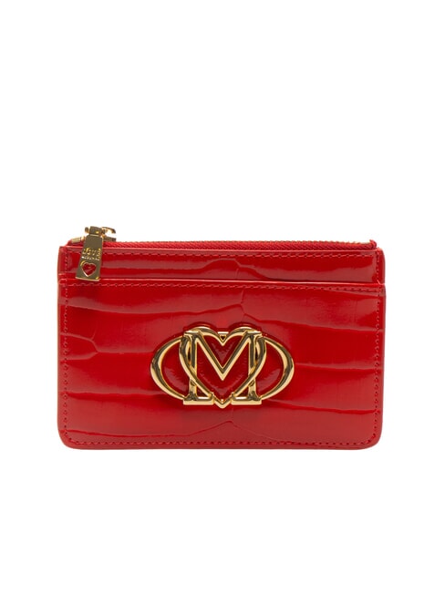 LOVE MOSCHINO CROCO PRINTED Suport plat pentru card cu fermoar roșu - Portofele femei