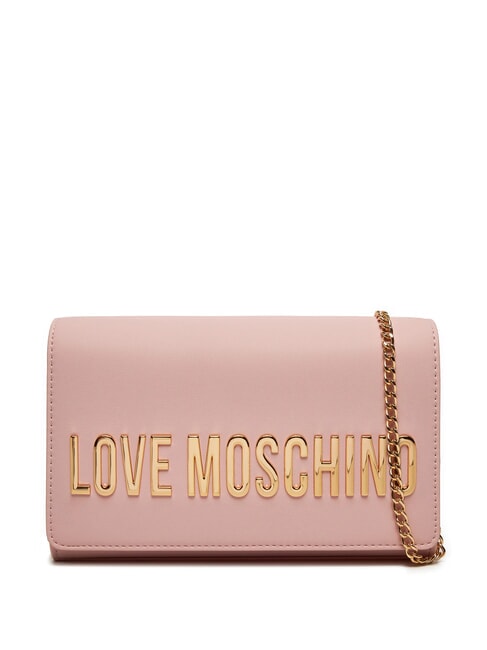 LOVE MOSCHINO GOLD LETTERING Chain clutch cu curea de umar Trandafir - Genți femei