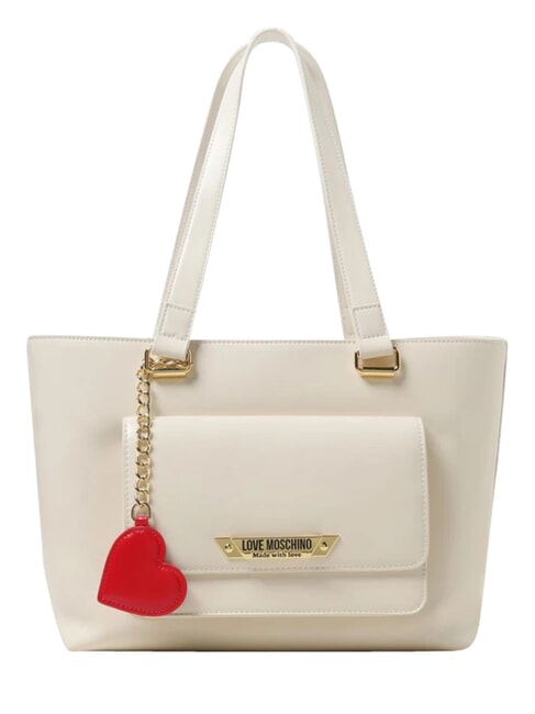 LOVE MOSCHINO HEART  Punga de cumparaturi fildeş - Genți femei