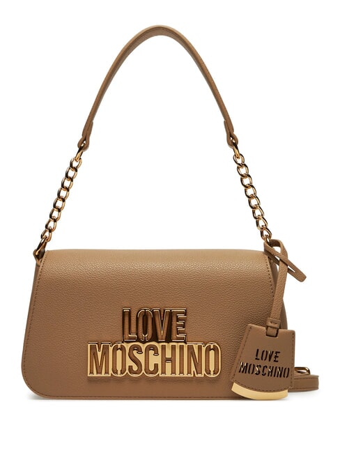 LOVE MOSCHINO METALLIC LOGO Geanta de umar cu curea de umar cremă - Genți femei