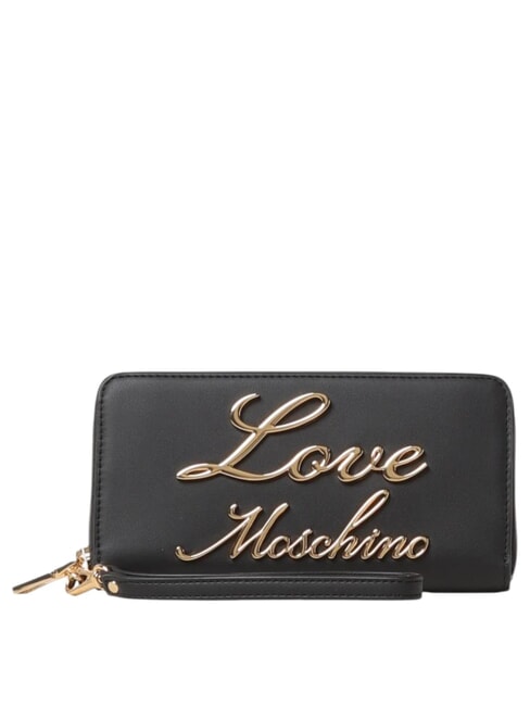 LOVE MOSCHINO GOLD LETTERING Portofel cu fermoar negru - Portofele femei