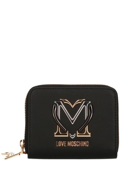 LOVE MOSCHINO GOLDEN HEART Portofel mediu cu fermoar negru - Portofele femei
