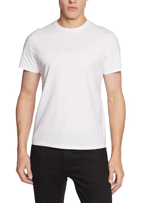 GUESS LOGO EMBROIDERY Tricou din bumbac alb purpuriu - tricou