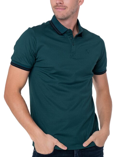 GUESS PIQUE Tricou polo stretch cu mâneci scurte jad închis - maiou Polo