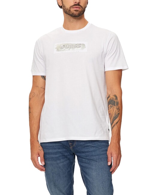 GUESS METALLIC LOGO Tricou cu imprimeu in relief alb purpuriu - tricou