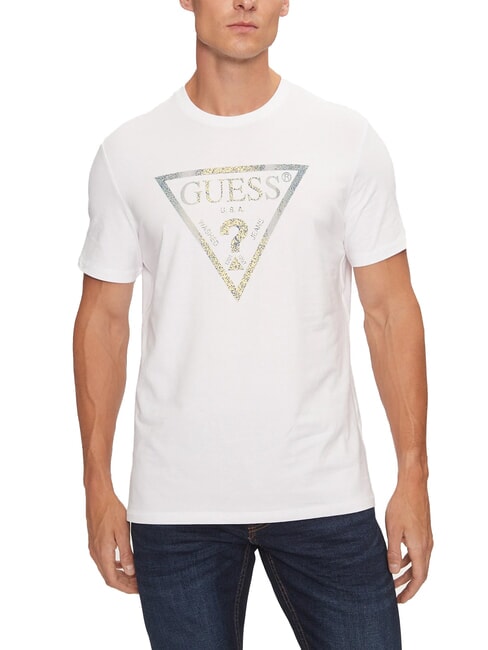 GUESS TRIANGLE Tricou cu maxi imprimeu alb purpuriu - tricou