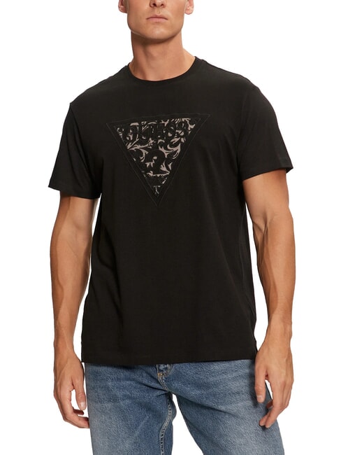 GUESS TRIANGLE Tricou cu plasture cu logo brodat jetbla - tricou