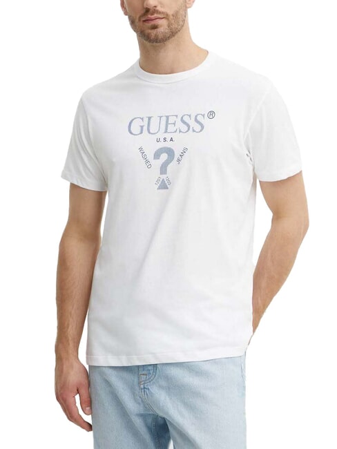 GUESS TRIANGLE Tricou din bumbac cu imprimeu alb purpuriu - tricou