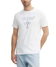 GUESS TRIANGLE Tricou din bumbac cu imprimeu alb purpuriu - tricou - 1