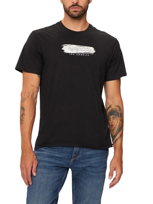 GUESS METALLIC LOGO Tricou cu imprimeu in relief jetbla - tricou