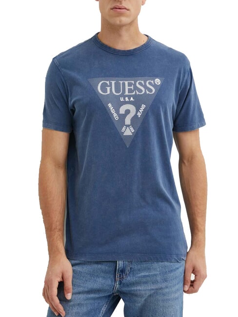 GUESS TRIANGLE Tricou din bumbac cu imprimeu fanion albastru - tricou