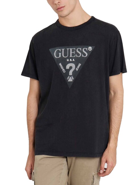 GUESS TRIANGLE Tricou din bumbac cu imprimeu jetbla - tricou