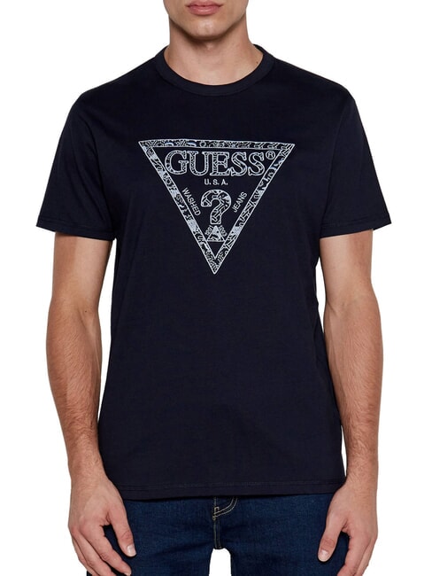 GUESS TRIANGLE Tricou din bumbac cu imprimeu triunghi smartblue - tricou