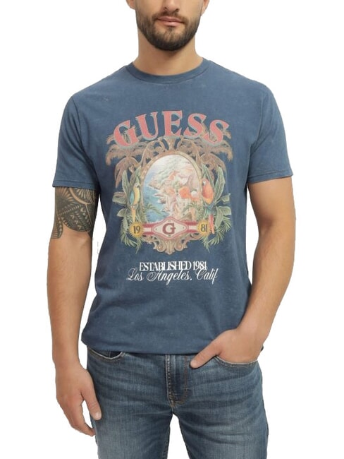 GUESS RESORT Tricou imprimat fanion albastru multi - tricou
