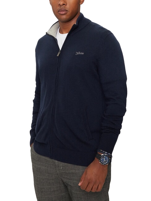 GUESS DARREL Cardigan cu fermoar complet pe gât smartblue - Pulovere pentru bărbați