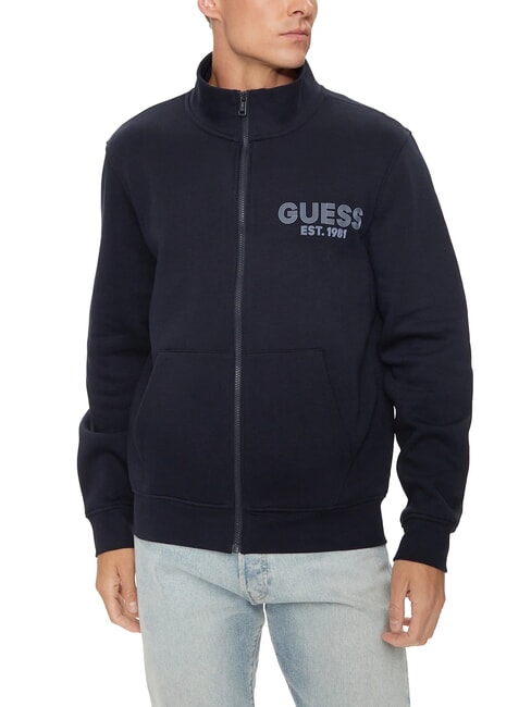GUESS CLASSIC Hanorac cu fermoar complet cu gât înalt smartblue - hanorace