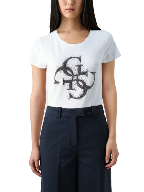 GUESS LOGO Tricou cu sigla 4G cu crampoane alb purpuriu - tricou