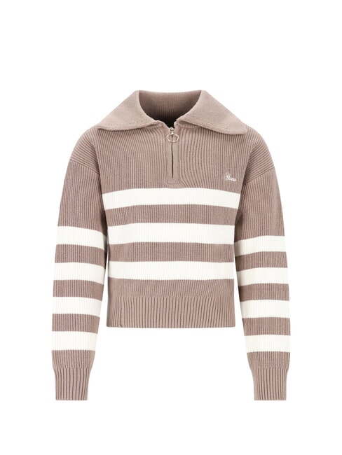 GUESS KIDS Cardigan cu fermoar în dungi dungi albe maro - Pulovere pentru copii