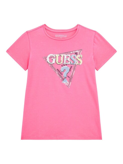 GUESS KIDS Tricou cu sigla cu paiete trandafir caramel - Tricou copil
