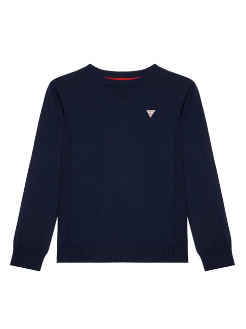 GUESS KIDS Pulover cu crestă cu gât punte albastră - Tricou copil