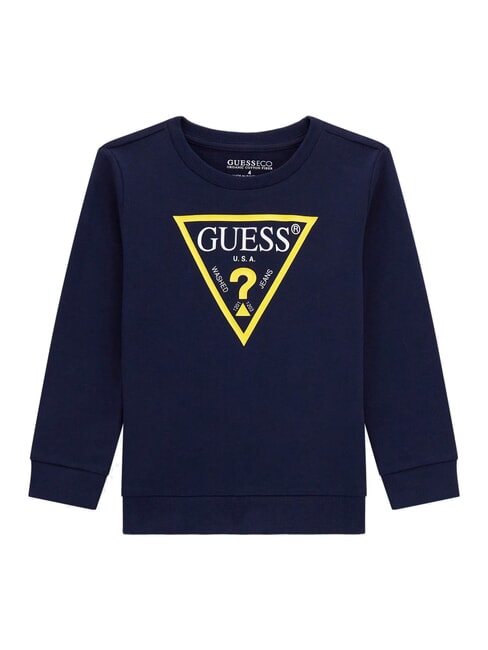 GUESS CORE KIDS Hanorac cu gât crew cu logo triunghi puntea albastru - Hanorac pentru bebeluși