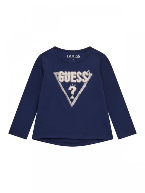 GUESS KIDS Pulover cu mânecă lungă și cu gâtul turn albastru secret - Tricou copil