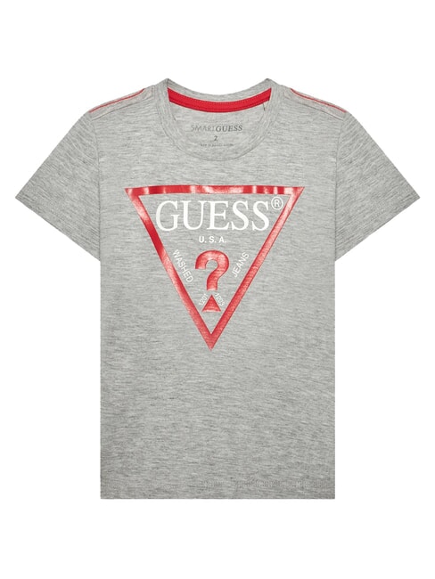 GUESS KIDS Tricou din bumbac cu imprimeu triunghi gri deschis deschis - Tricou copil
