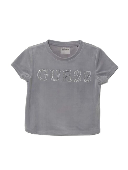 GUESS MINI ME Tricou Crop Logo Strass fum de liliac - Tricou copil