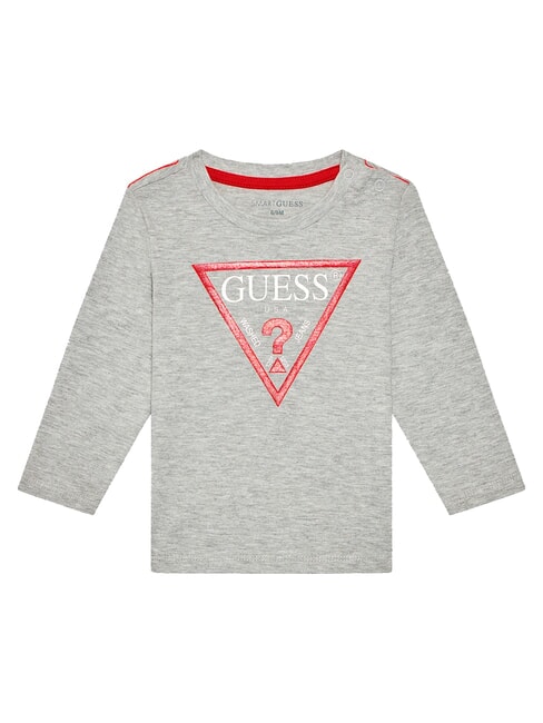 GUESS KIDS Tricou cu mânecă lungă cu decolteu gri deschis deschis - Tricou copil