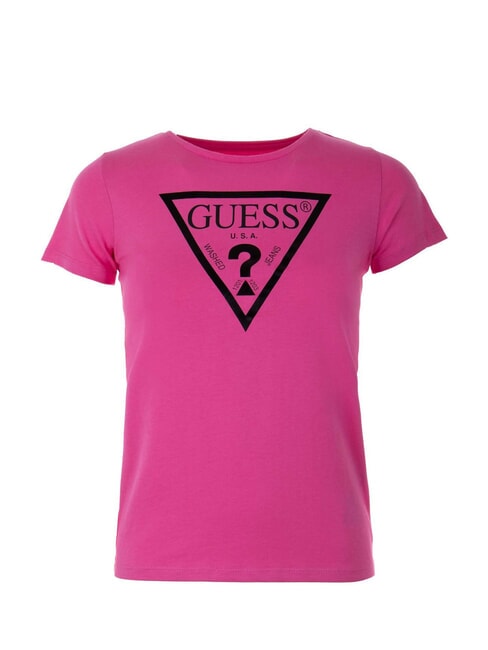 GUESS KIDS Tricou cu imprimeu logo triunghi excursie roz - Tricou copil