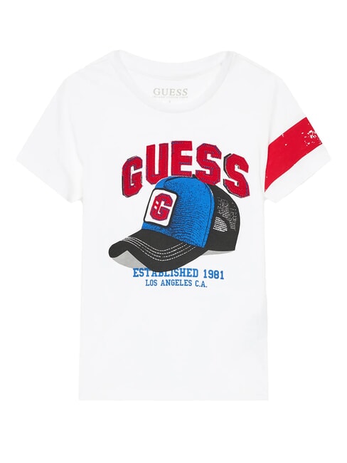 GUESS KIDS Tricou cu imprimeu șapcă de baseball alb purpuriu - Tricou copil