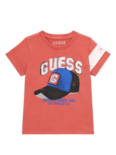 GUESS KIDS Tricou cu imprimeu șapcă de baseball roșu rapid - Tricou copil