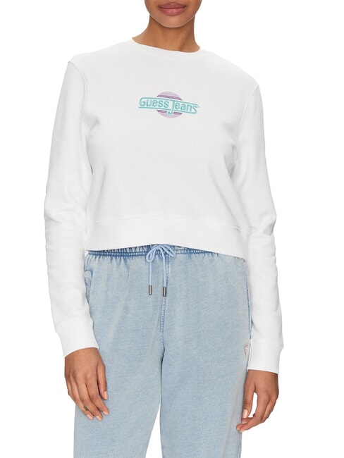 GUESS JEANS CN CROP Hanorac din bumbac alb purpuriu - Hanorace pentru femei