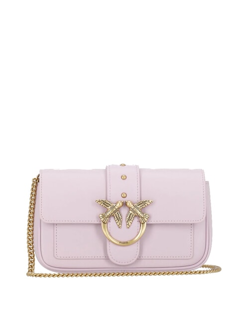 PINKO LOVE ONE POCKET Geanta de umar din piele violet-aur antic - Genți femei