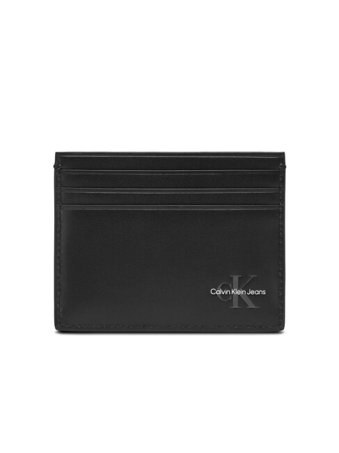 CALVIN KLEIN MONO LOGO Suport card din piele pe negru - Portofele bărbați