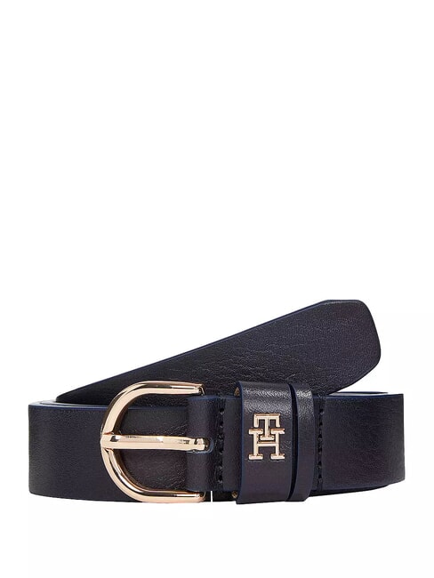 TOMMY HILFIGER ESSENTIAL EFFORTLESS Curea din piele fabricata in Italia albastru spațial - Curele