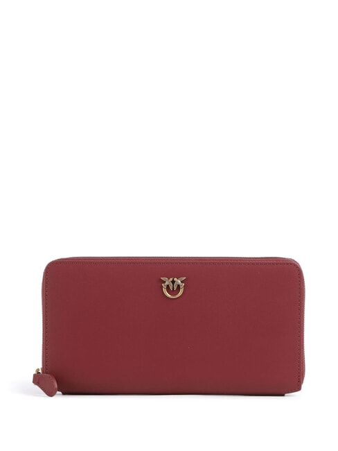 PINKO RYDER Portofel mare din piele bordeaux merlot-aur antic - Portofele femei