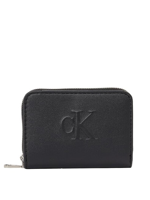 CALVIN KLEIN SCULPTED Med Portofel cu fermoar pe negru - Portofele femei