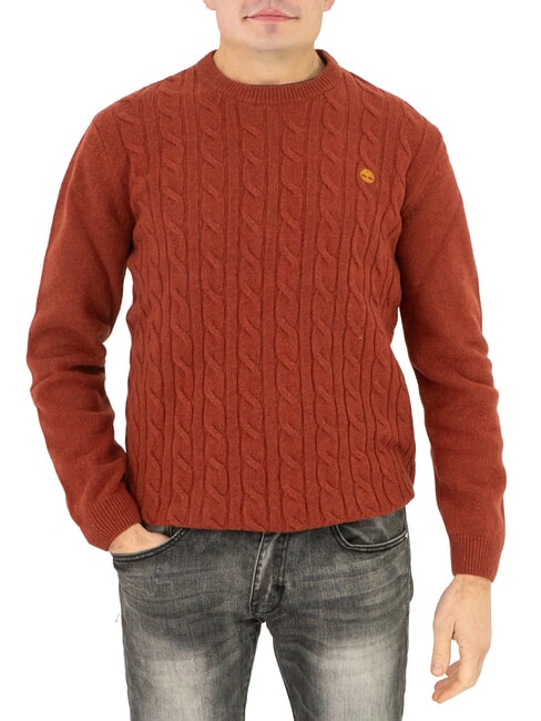 TIMBERLAND JAFFREY Pulover din tricot cablu ulei de chili - Pulovere pentru bărbați